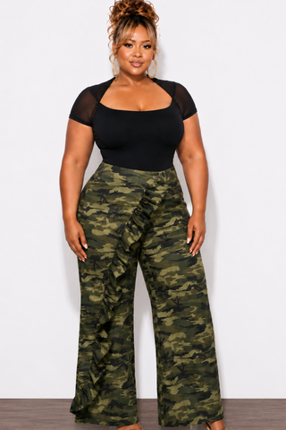 Final Sale Plus Size Overlay Pant In Dark Camouflage Camo