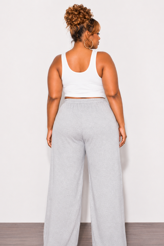 Final Sale Plus Size Jogger Pants with Silver Grommets in Grey