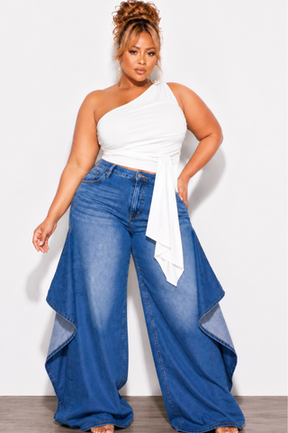 Final Sale Plus Size So Unique Wide Leg Flare Jeans in Denim