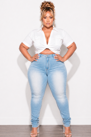 Final Sale Plus Size Jeans in Light Blue Denim