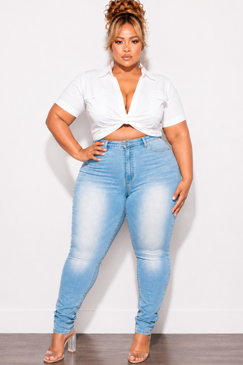 Final Sale Plus Size Jeans in Light Blue Denim