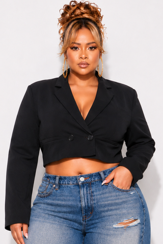 Final Sale Plus Size Crop Blazer in Black