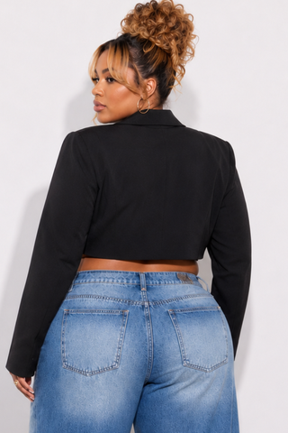 Final Sale Plus Size Crop Blazer in Black
