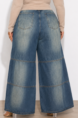 Final Sale Plus Size Baggy Gradient Wide Leg Jeans
