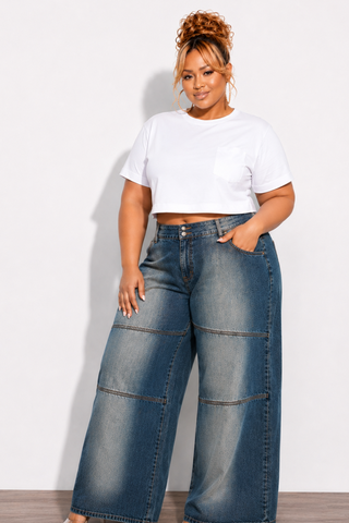 Final Sale Plus Size White Cropped Top