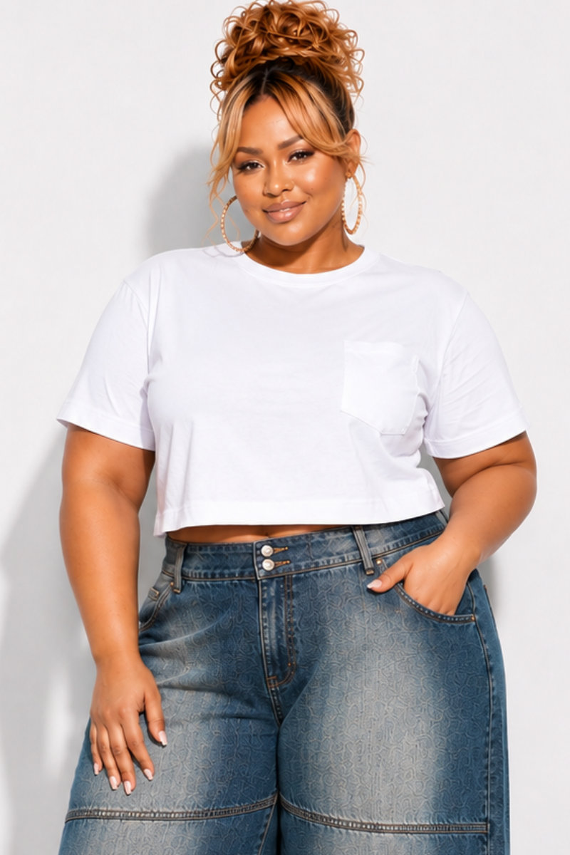 Final Sale Plus Size White Cropped Top