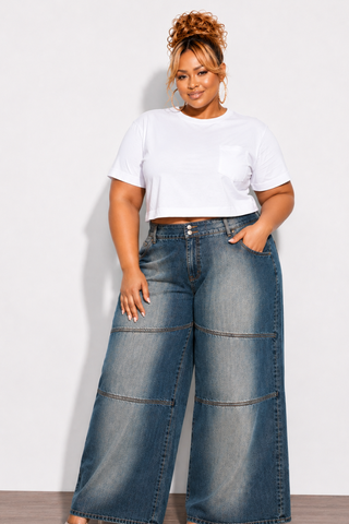 Final Sale Plus Size White Cropped Top