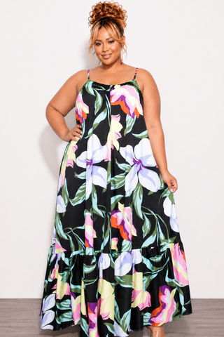 Final Sale Plus Size Maxi Dress in Black Floral Print