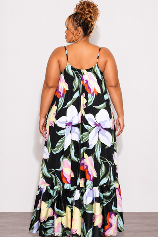 Final Sale Plus Size Maxi Dress in Black Floral Print
