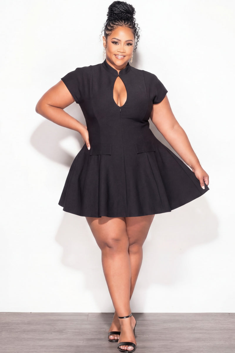 Final Sale Plus Size Tennis Mini Dress in Black