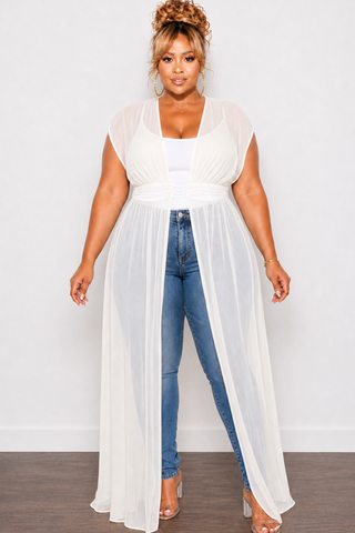 Final Sale Plus Size Goddess Cover Up / Duster in Off White Chiffon