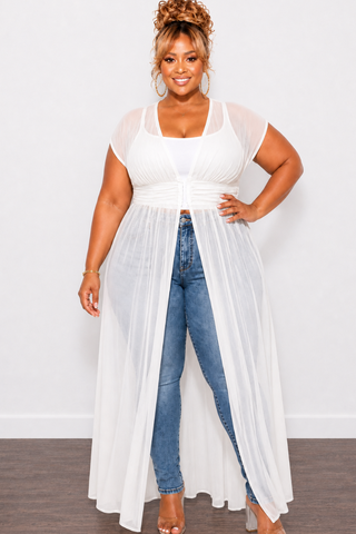 Final Sale Plus Size Goddess Cover Up / Duster in Off White Chiffon