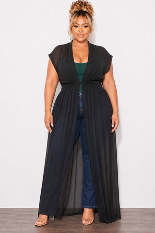 Final Sale Plus Size Goddess Cover Up / Duster in Black Chiffon