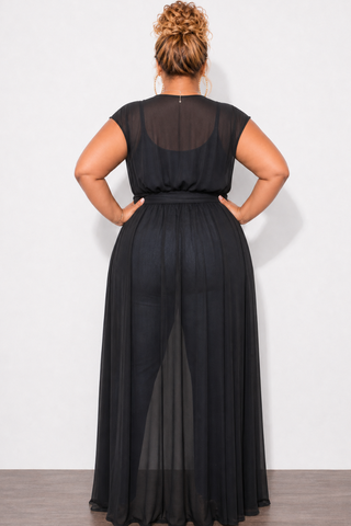 Final Sale Plus Size Goddess Cover Up / Duster in Black Chiffon