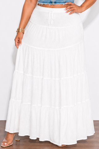 Final Sale Plus Size Maxi Gauze Skirt in White