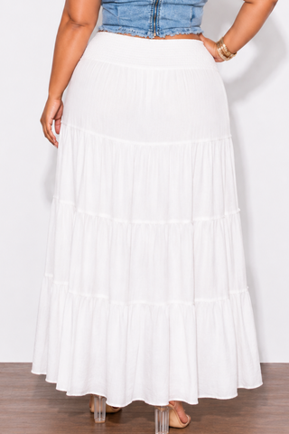 Final Sale Plus Size Maxi Gauze Skirt in White