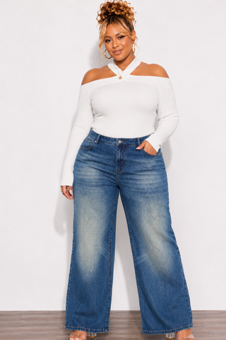 Final Sale Plus Size Off The Shoulder Sweater in Off White