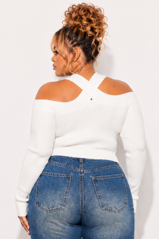 Final Sale Plus Size Off The Shoulder Sweater in Off White