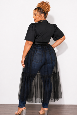 Final Sale Plus Size Top with Sheer Detail in Black