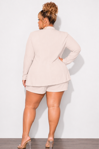 Final Sale Plus Size 2pc Shorts Suit in Tan