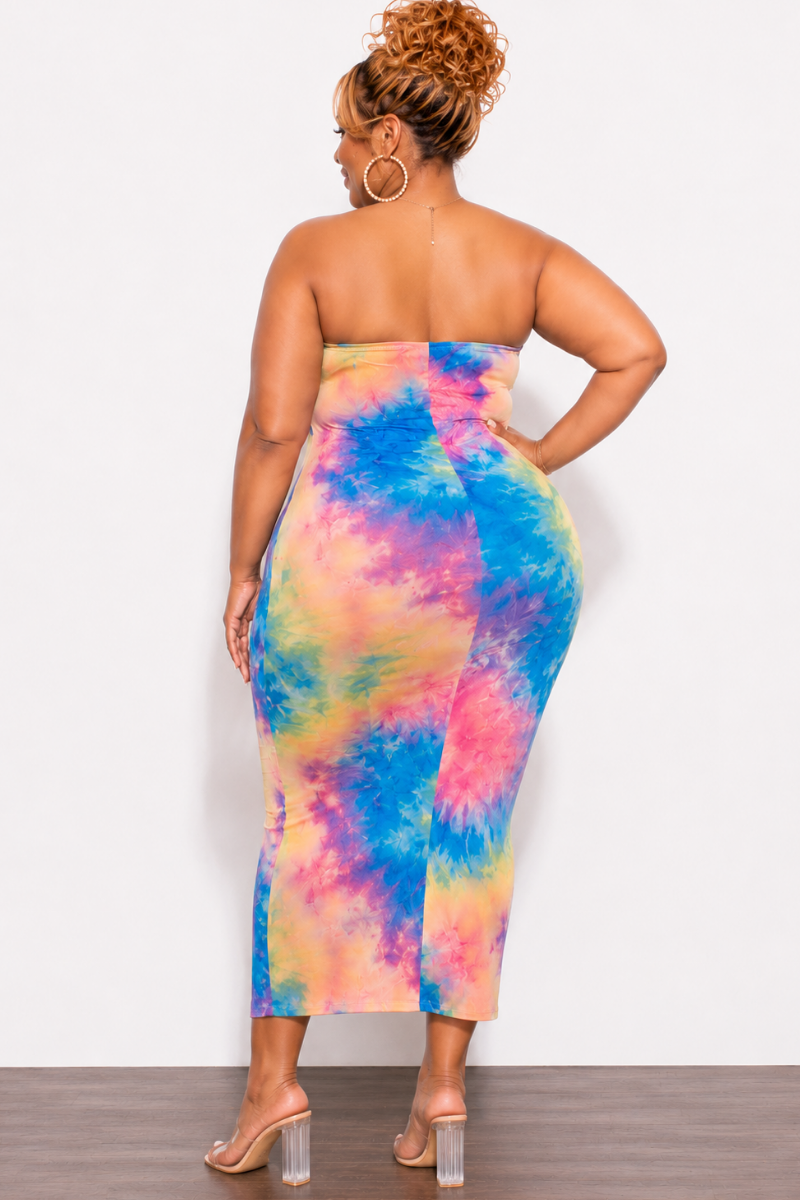 rainbow dress bodycon Final Sale Plus Size Strapless with Double Tie in Rainbo Production Time:2 Days Brown Sequins Dress | The sheer silhouette lets vest
