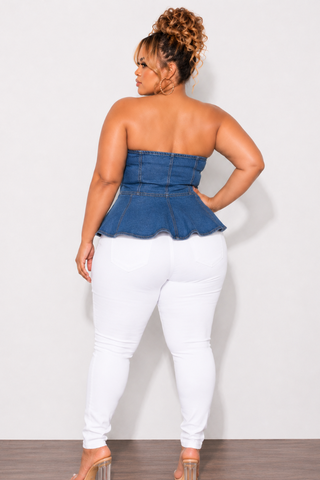Final Sale Plus Size Strapless Denim Corset Top