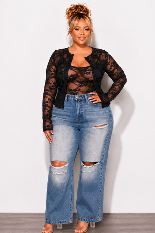 Final Sale Plus Size Cami And Cardigan 2 Piece Lace Set