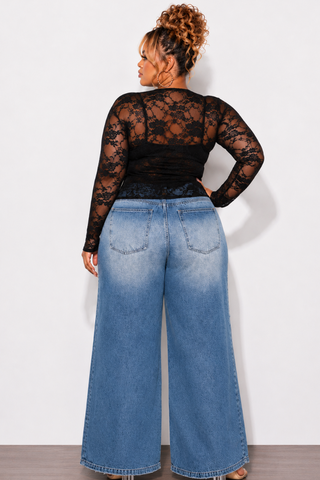 Final Sale Plus Size Plisse Sheer Top
