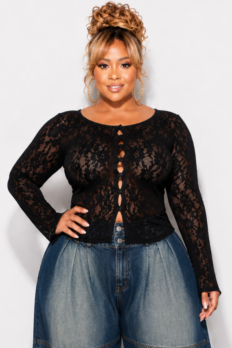 Final Sale Plus Size Plisse Sheer Top