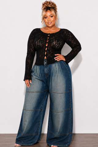 Final Sale Plus Size Plisse Sheer Top