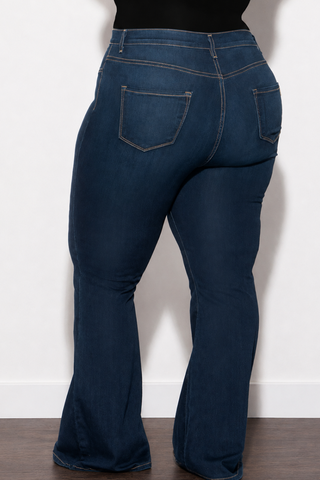 Final Sale Plus Size Denim in Dark Wash with Flare Legs " Dressy" Jeans