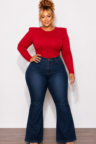 Final Sale Plus Size Denim in Dark Wash with Flare Legs " Dressy" Jeans
