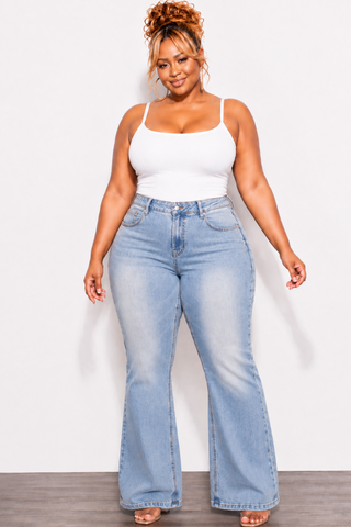 Final Sale Plus Size Fitted Stretchy High Waist Bootcut Jeans In Light Denim