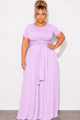 Final Sale Size 2pc Tie Top Maxi Skirt Set in Lavender