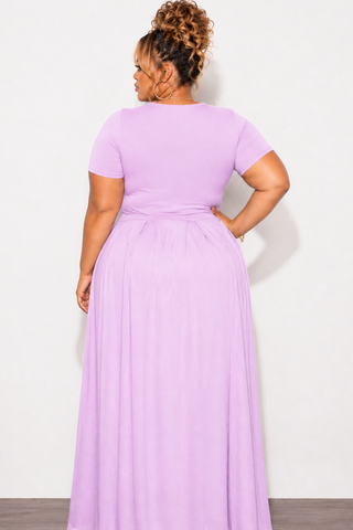Final Sale Size 2pc Tie Top Maxi Skirt Set in Lavender