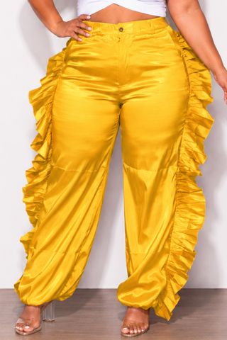 Final Sale Plus Size Ruffle Pants in Mustard