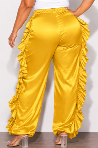 Final Sale Plus Size Ruffle Pants in Mustard