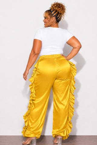 Final Sale Plus Size Ruffle Pants in Mustard