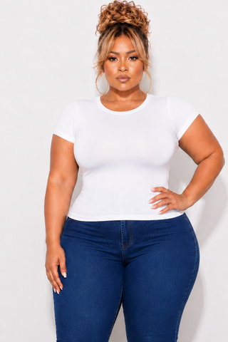 Final Sale Plus Size Crew Neck T-Shirt in White