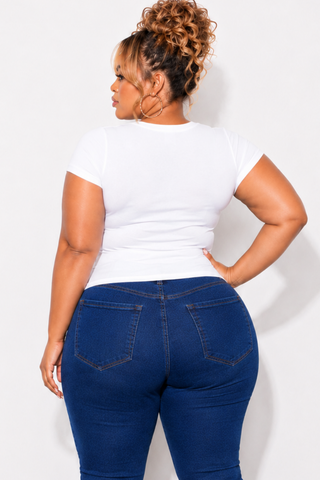 Final Sale Plus Size Crew Neck T-Shirt in White