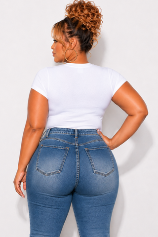 Final Sale Plus Size V-Neck T-Shirt in White