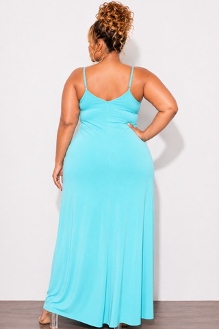 Final Sale Plus Size Spaghetti Strap Maxi Dress in Blue Mint