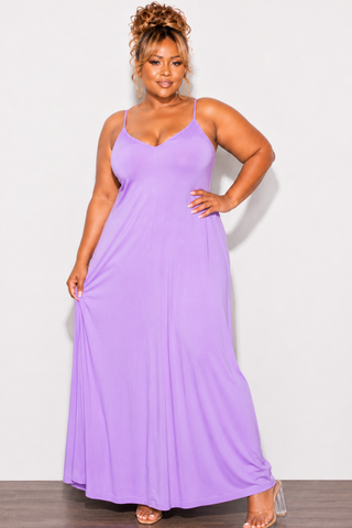 Final Sale Plus Size Spaghetti Strap Maxi Dress in Lavender