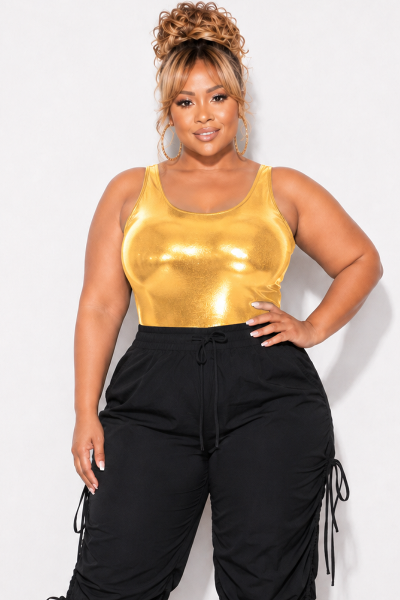 Final Sale Plus Size Bodysuit in Gold/Black