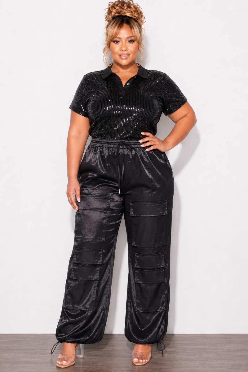 Final Sale Plus Size Cargo Pants in Black