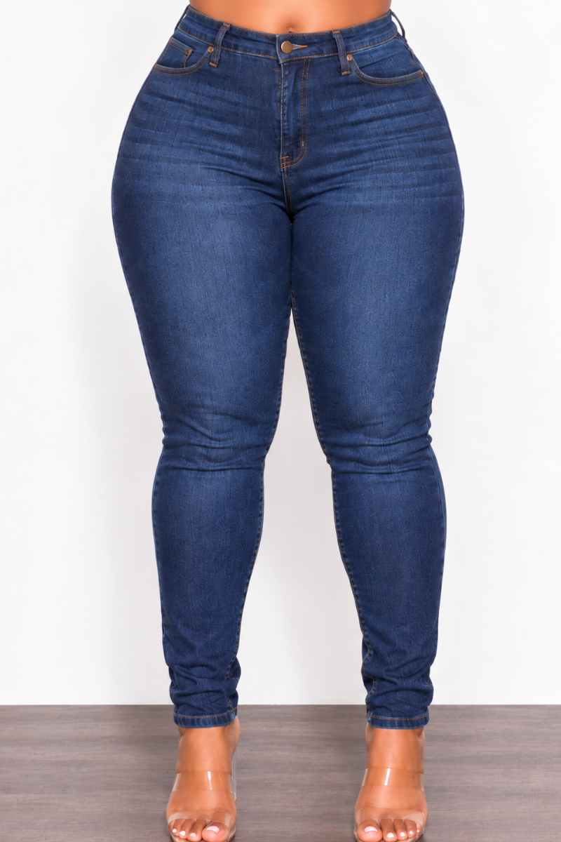 Final Sale Plus Size Fitted Stretchy Skinny Jeans In Dark Denim