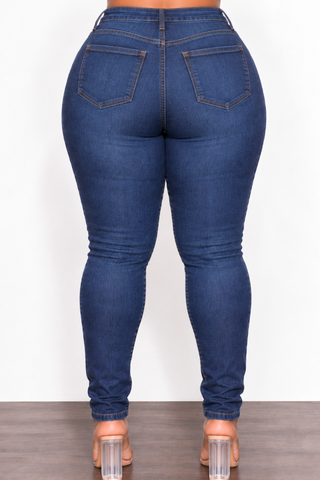 Final Sale Plus Size Fitted Stretchy Skinny Jeans In Dark Denim