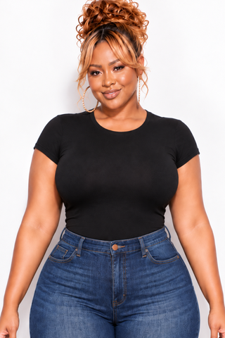 Final Sale Plus Size Crew Neck T-Shirt in Black