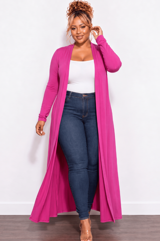 Final Sale Plus Size Duster in Fuchsia