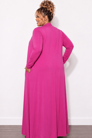 Final Sale Plus Size Duster in Fuchsia